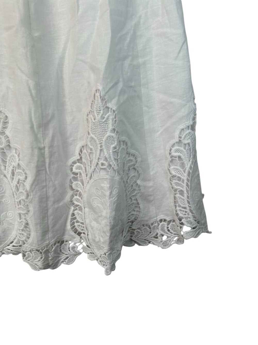 Lucy + Laurel White Linen Lace Trim A Line Skirt Lined Cottagecore 6 - Picture 7 of 15